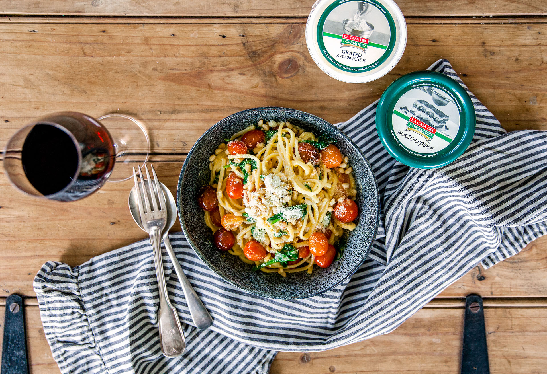 Spinach, Pine Nut and Mascarpone Linguine